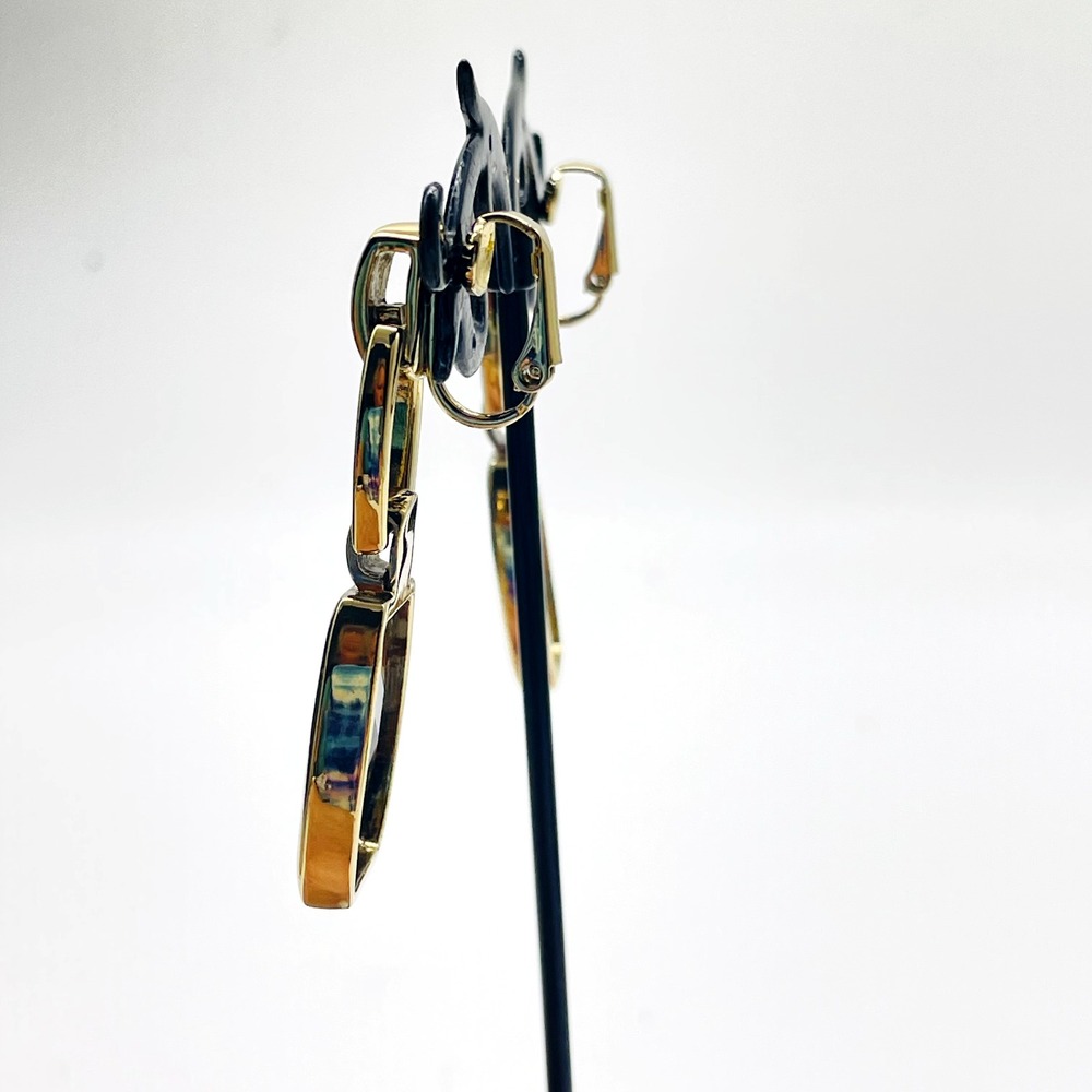 Anne Klein Signed Earrings Black Faceted Bead Gold Tone Dangle Clip On Statement - Picture 7 of 11